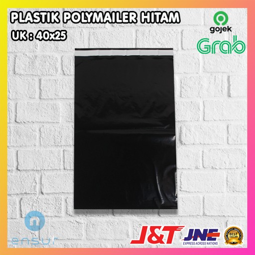 

RB PLASTIK PACKING OLSHOP PE POLYMAILER kantong kemasan amplop plastik 25X40 HITAM GLOSSY mewah