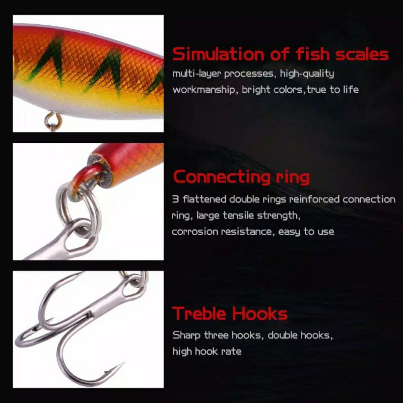 (M06) Minnow Fishing Lure Tungsten Beads Model Wobbler 10.5G 11Cm Artificial Hard Bait