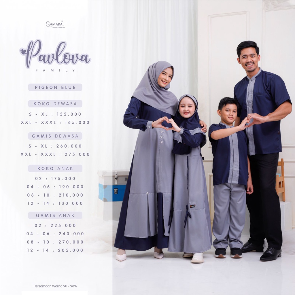 Samara J04 Pavlova Family Pigeon Blue Baju Couple Kondangan Keluarga Terbaru Warna Soft Model Simpel