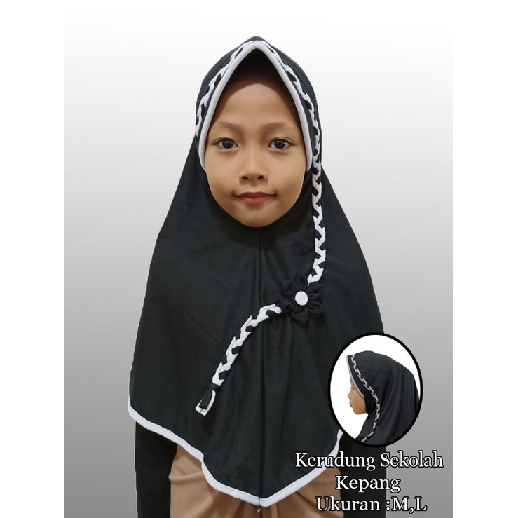 Kerudung Anak Sekolah SD Model Kepang Size L Jilbab Instan Anak Sekolah Hijab Anak Pasar Hija'b