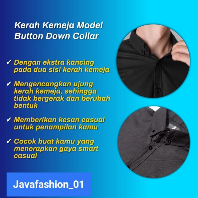 Kemeja Polos Pria Lengan panjang Warna Hitam item black