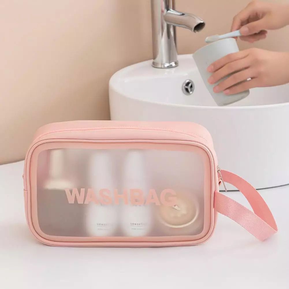 Tas Kosmetik Transparant Travel Wanita Washbag Organizer Portable Dompet Kosmetik Toiletry Waterproof Pouch Make Up Anti Air F661