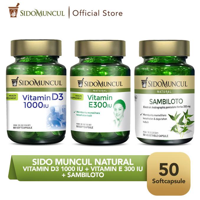 Sido Muncul Natural Vitamin D3 1000 IU + Vitamin E 300 IU + Sambiloto Lc