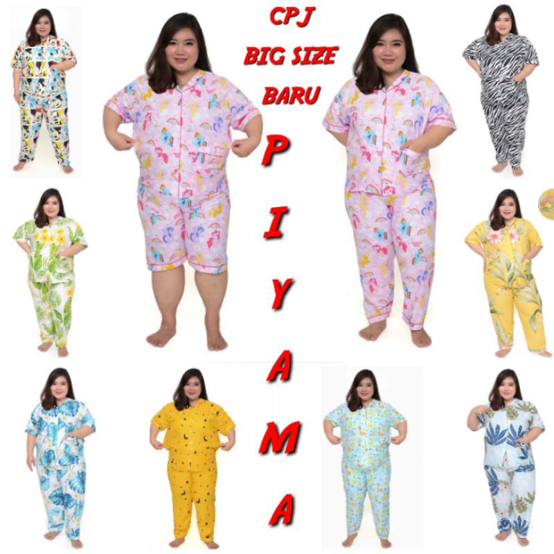 baju tidur jumbo LD 140 bahan katun motif karakter setelan