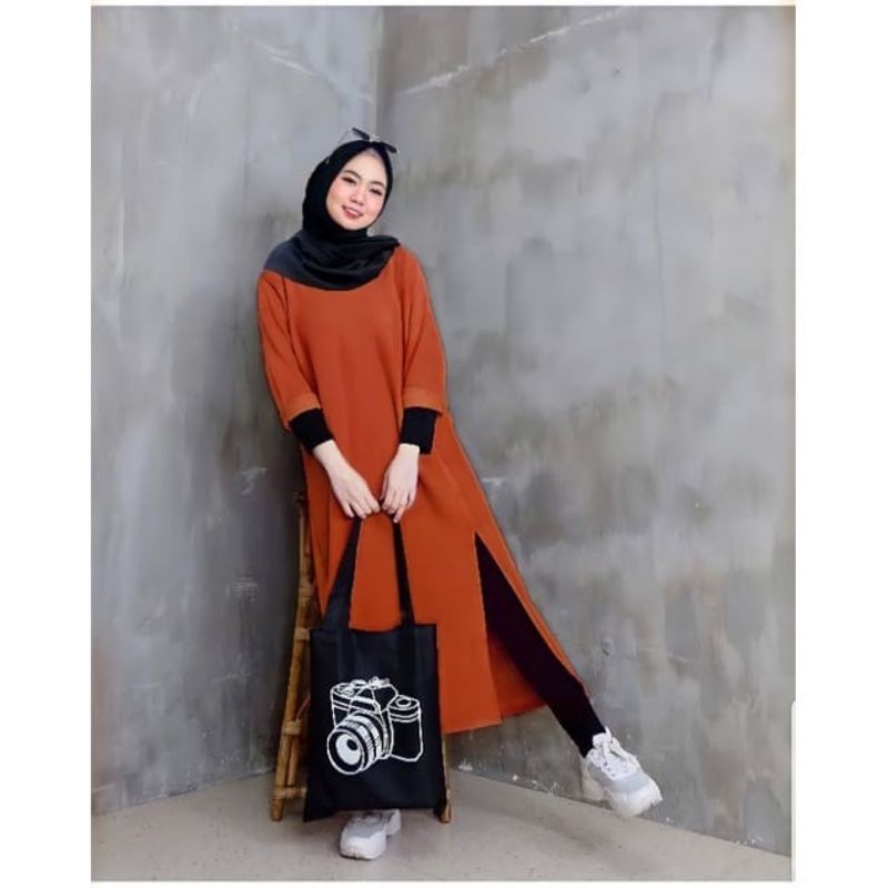 JF Atasan Tunik Wanita Polos Terbaru | Long Tunik Polos Babyterry CANTIKA POLOS LD 110 PJ 110