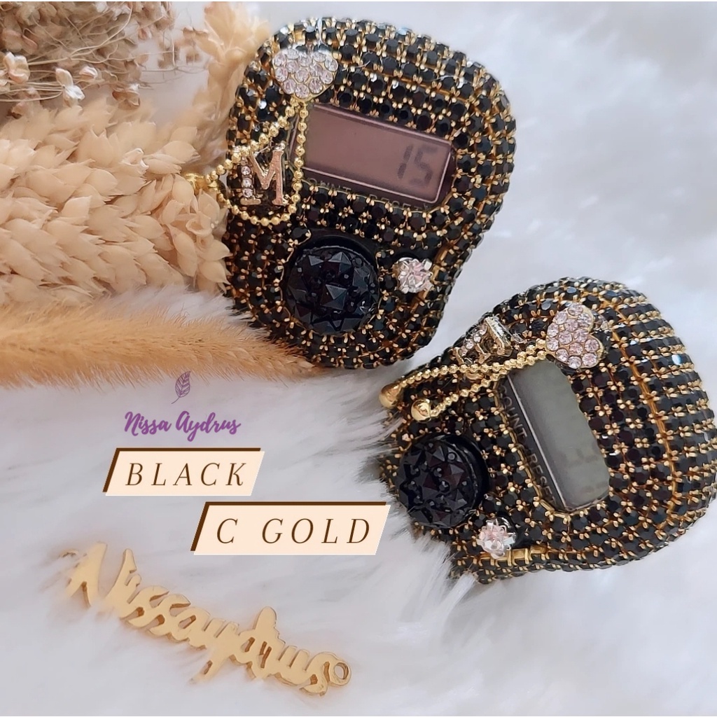 Black C Gold Tasbih Digital Swarovski Cantik By Nissaydrus