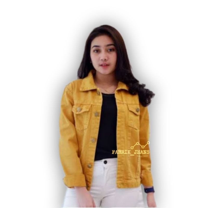 Jaket Jeans Levis Wanita CROP MUSTARD KUNYIT Bahan Denim Tebal Ukuran M L XL