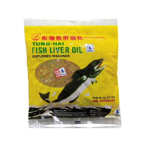 Tung Hai Fish Liver Oil 500 capsules Saras Subur Abadi SSA minyak ikan