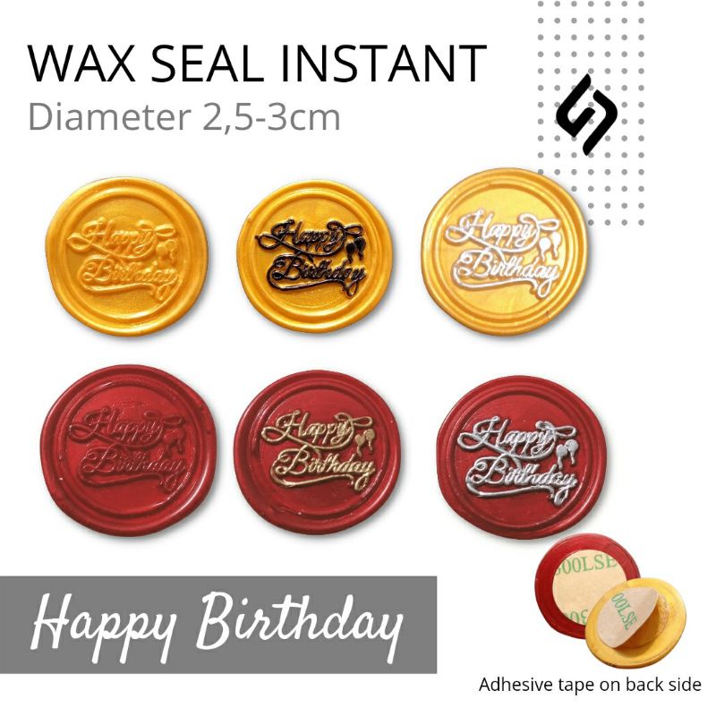 

Wax Seal Stamp Instant Happy Birthday D:2,5-3cm Wax Stamp wax coin wax seal stamp sticker Undangan Amplop Kado Souvenir Hampers Parcel