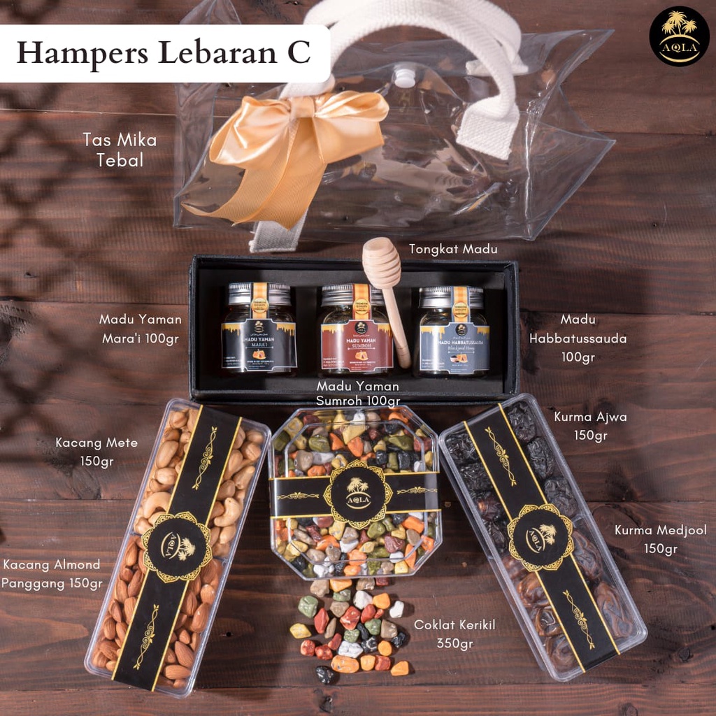 Hampers Lebaran Sehat Madu Yaman Kurma Ajwa Cemilan Sehat  / Parsel Lebaran / Parcel Idul Adha