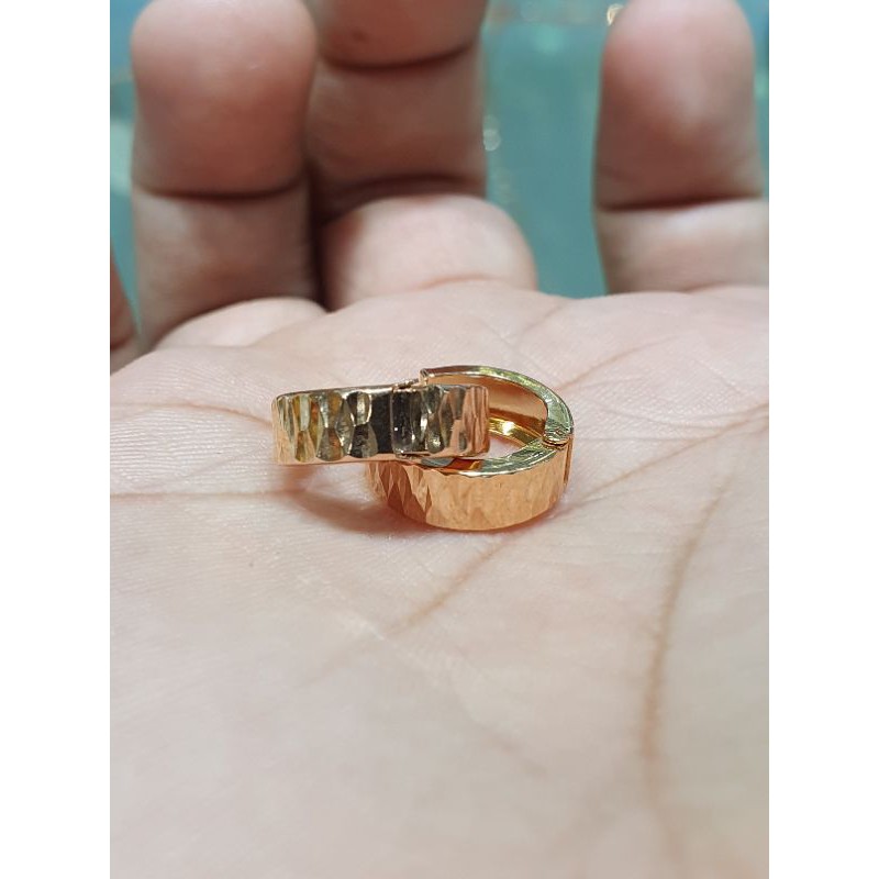 anting jepit emas asli model ukir