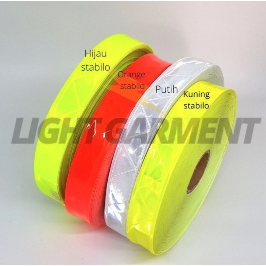 Pita Scotchlite Skotlet Scotlight PVC Reflektif 2,5cm per 1 Meter motif Segitiga / Pita Reflektor Baju Safety Bahan Plastik Tebal