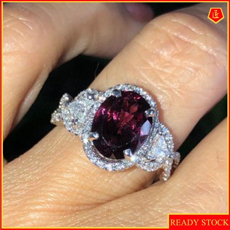 [Ready Stock]Inlaid Ruby Ring Noble Elegant Fashion