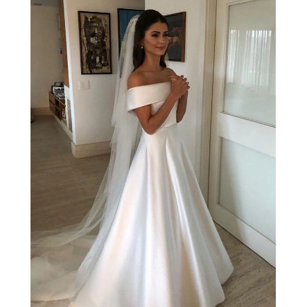 wedding dress satin longue wedding Dress simple robe 2021