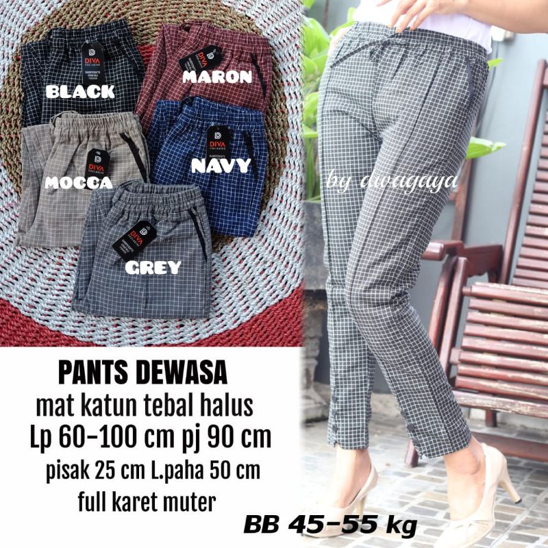 PANTS DEWASA MOTIF KOTAK PAKE KANCING BAWAH