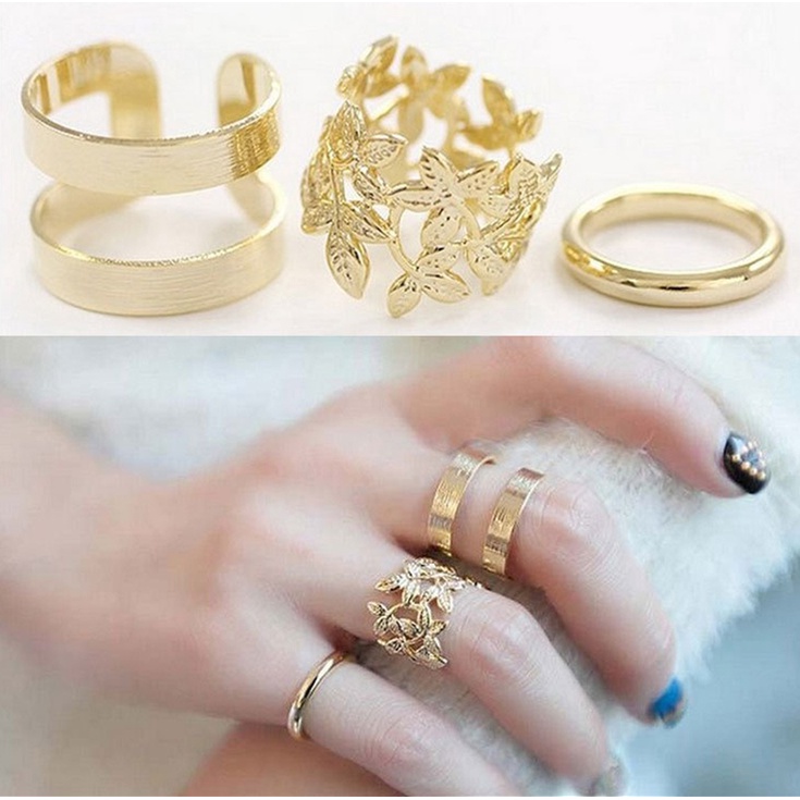 3 pcs cincin sambungan logam pisau cincin daun zaitun E06