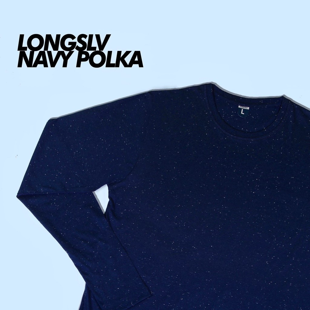 Kaos Polos Panjang Navy Polka bisa di pakai cowok atau cewek ukuran S M L XL bahan Cotton Combad 30s