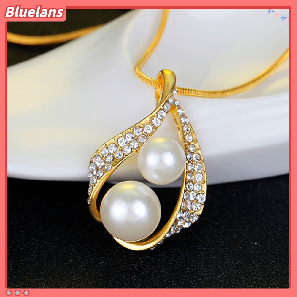 Bluelans Wedding Bridal Imitation Pearl Rhinestone Hollow Stud Earrings Ring Necklace Set