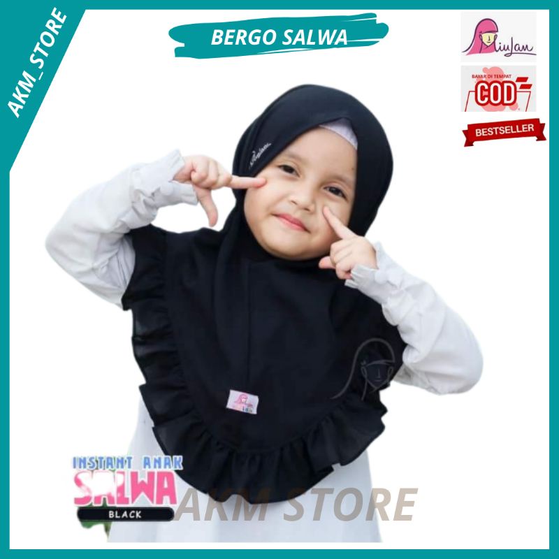 JILBAB ANAK SALWA MIULAN KIDS HIJAB INSTANT KERUDUNG ANAK