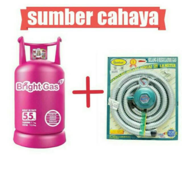 TABUNG BRIGHT GAS 5,5 kg+ISI+ REGULATOR DAN SELANG QUANTUM