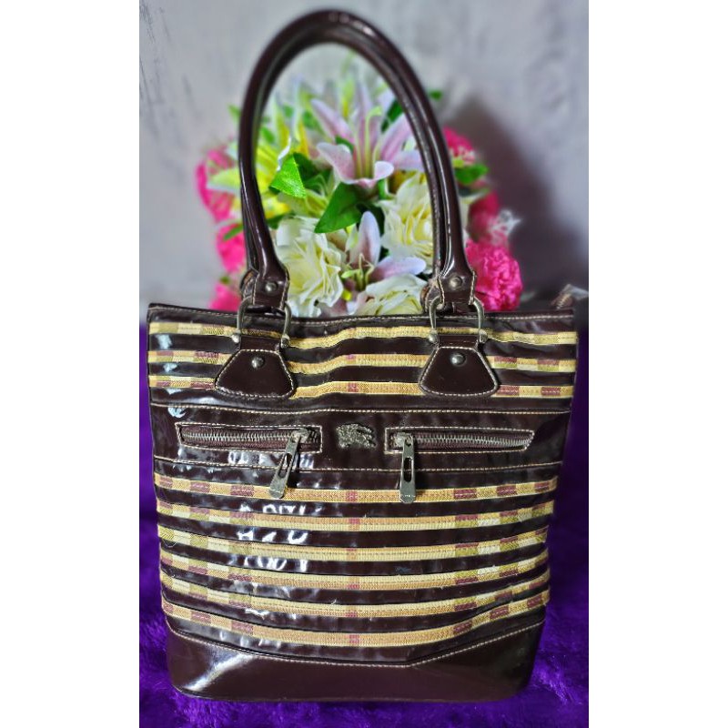 TAS PRELOVED TOTE BAG VINTAGE BURBERRY.S OF LONDON BLUE LABEL