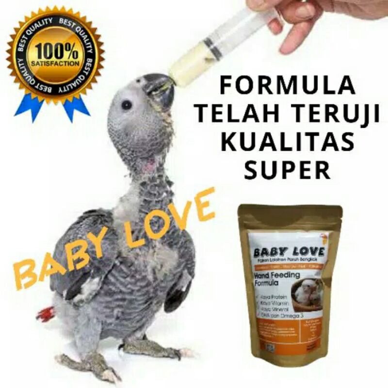 Formula Bubur Pakan Burung Lovebird Kenari Parkit Piyik Hand feeding Baby Love 300 gram