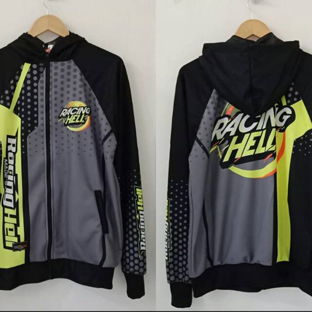 Jaket RACING HELL Grey Black Hijau Stabilo