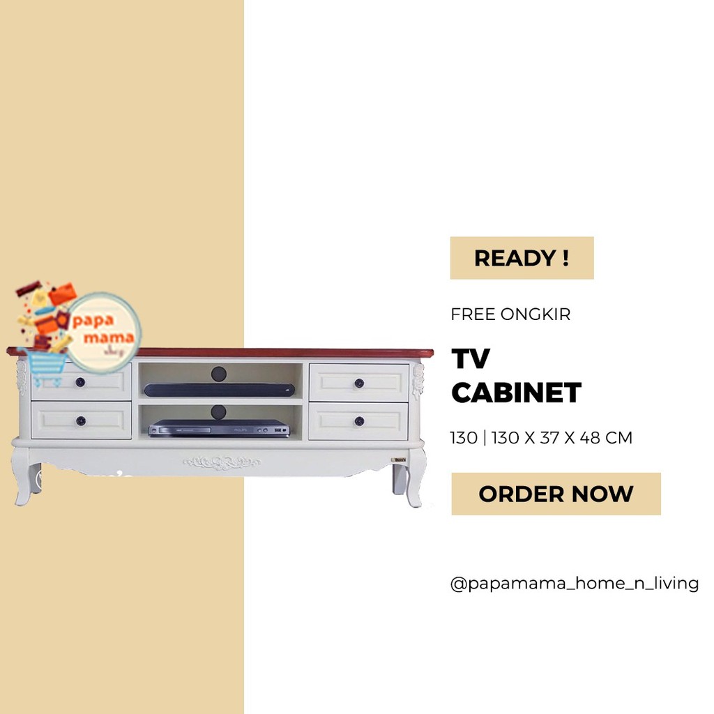 Buffet TV MInimalis Putih - Meja TV 130cm Murah - Dove TV Cabinet - Rak Serbaguna Medan