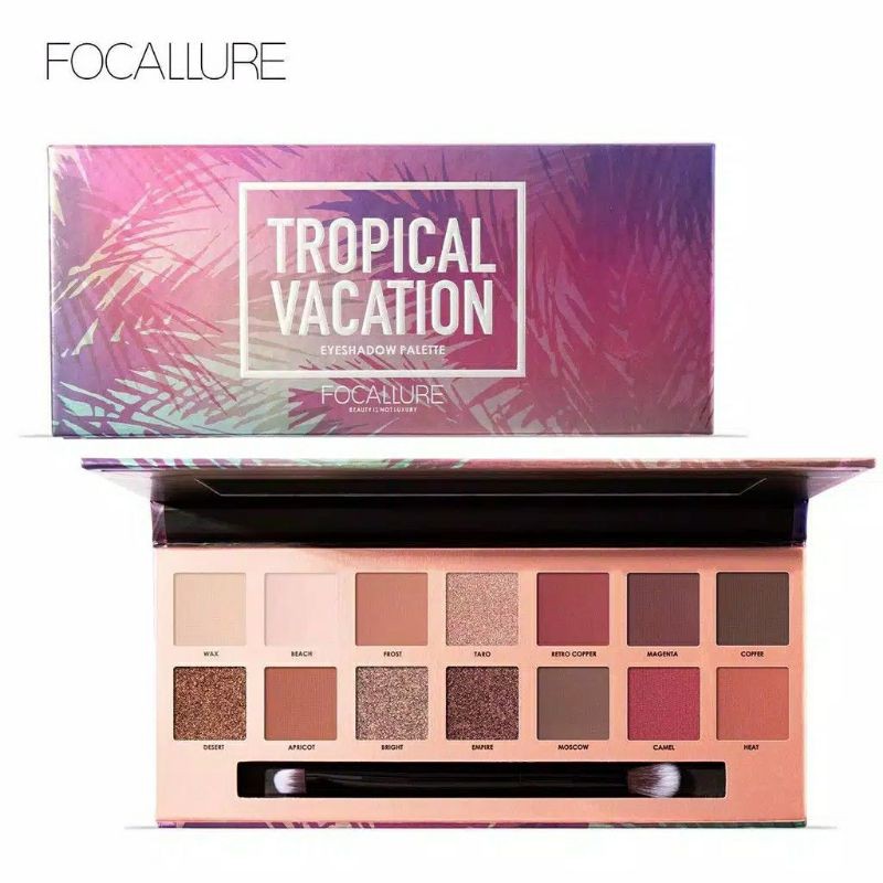 Focallure 14 Colors Eyeshadow Palette Original BPOM Tropical Vacation Everchanging