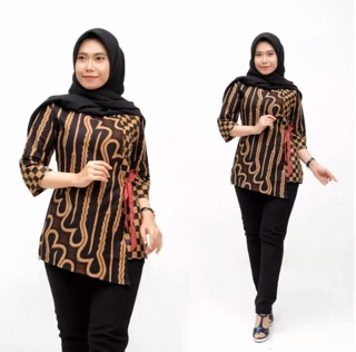 BLUS BATIK LAWASAN COKLAT TALI KOMBINASI MURAH ATASAN ...