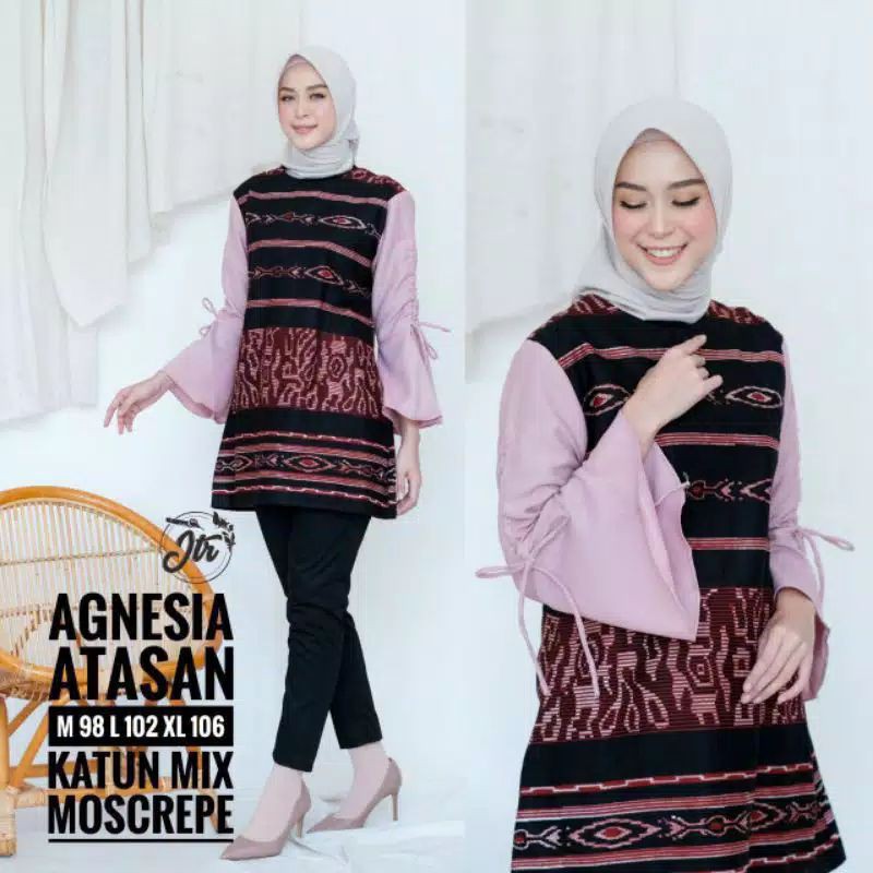 tey-17 Batik wanita ASJ SA HRB026 Kenongo Kemeja Tosca Pendek-Agnesia Pink