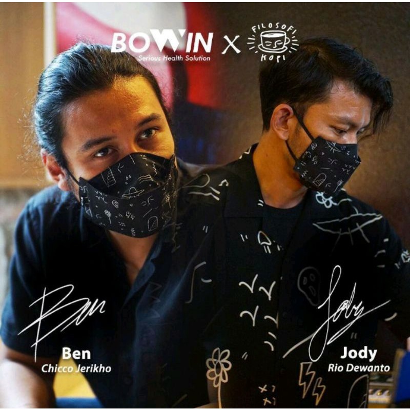 Masker BOWIN (Chicko Jerikho/Rio Dewanto)/2x anti bakteri &amp; percikan ✅ bisa dicuci / BOWIN BOMBER 4D