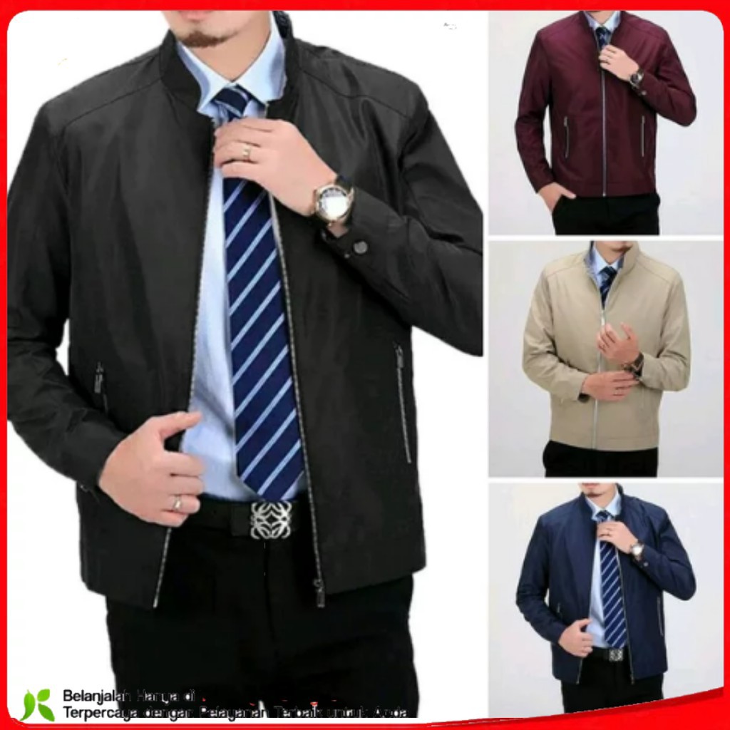 Jas PRIA JasJaket JAS KOKO KERAH MANDARIN Polos Jumbo Bigsize Resmi Kantoran Hitam Trendy Terbaru [