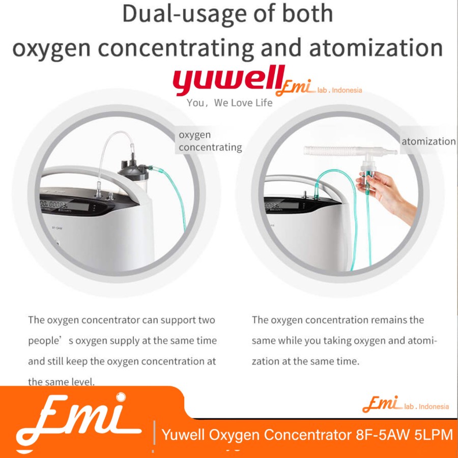 Yuwell 8F-5AW 5L Oxygen Concentrator Medical Grade Oksigen bukan yu300