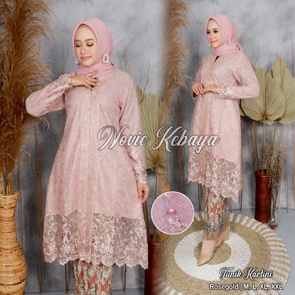 Setelan Kebaya Tulle Kartini Bawahan Rok Plisket