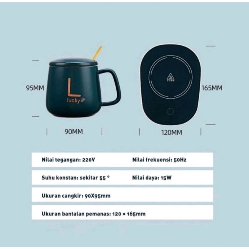 Mug Cangkir Elektrik Set Keramik Pemanas 55 Derajat / Penghangat Kopi Teh Cup Coffe Warmer Ceramic