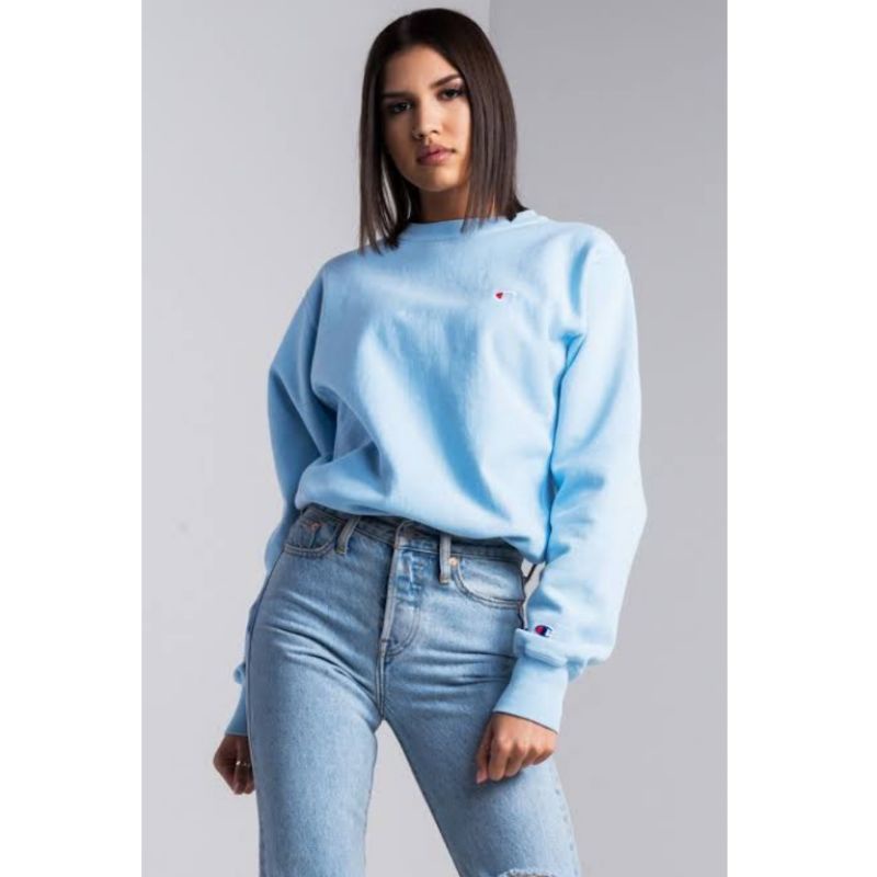 champion original vintage crewneck boxy oversize sweater lengan balon logo bordir
