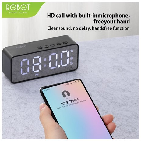 Speaker Bluetooth Robot RB150 Portable Wireless Bass Mini Stereo - LED Display Alarm With FM Radio