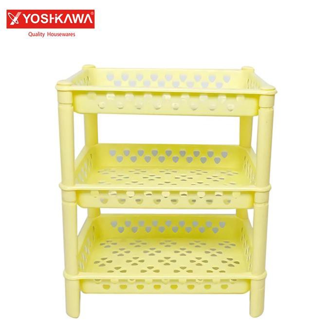 Kualitas Terbaik] Keranjang Tingkat Atau Rak Serbaguna Yoshikawa Susun 3 Plastik