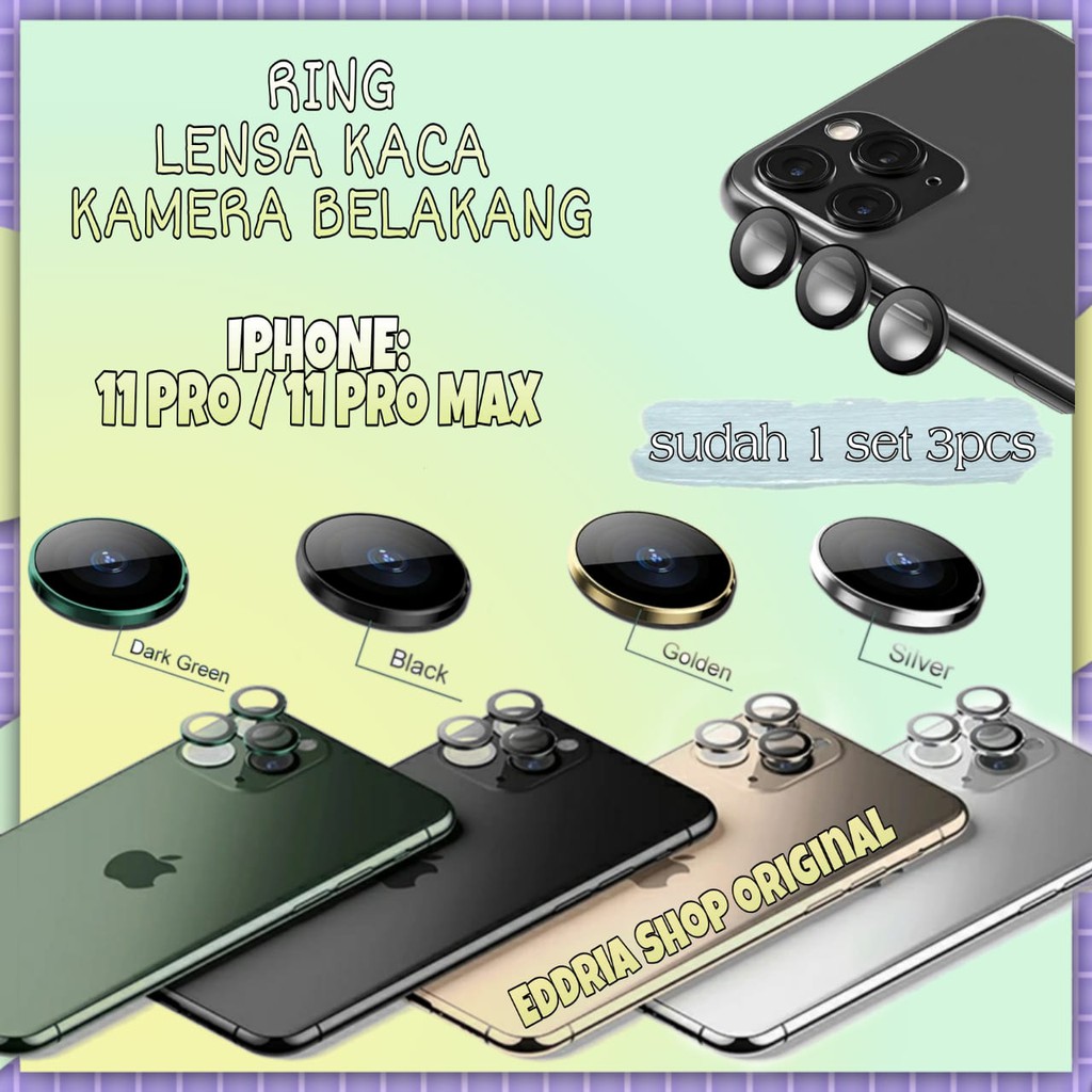 LENSA KACA KAMERA BELAKANG IP 11 PRO / 11 PRO MAX FULLSET RING ORIGINAL COPOTAN