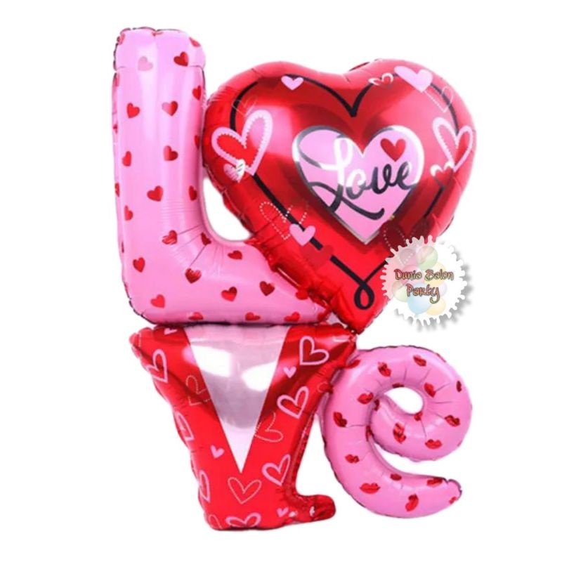 Balon Foil Love Besar 2 Susun / Foil Tulisan Love / Balon Hati