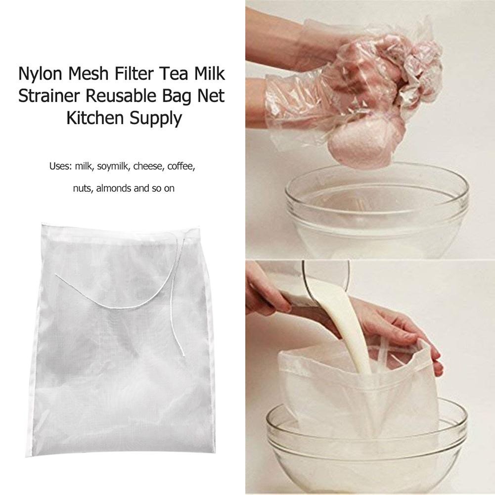 Kain Peras Pemeras Santan Kacang Kedelai Biji-bijian Manual Reusable Bag Bahan Kain Nylon Saringan Jus Sayur Anak Teh Susu Sayuran dan Buah Kopi Serbaguna Dapur Tapisan Strainer Filter Mesh Number 200