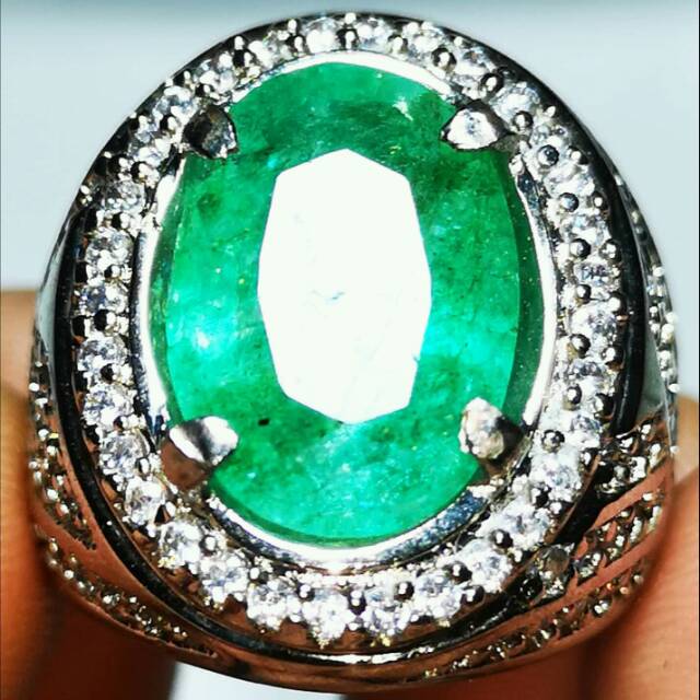 Batu cincin natural zamrud colombia luster