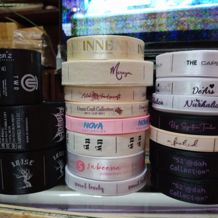 

(BISA COD) Label Baju Custom Satin Dan Grossgrain - satin, 2,5cm