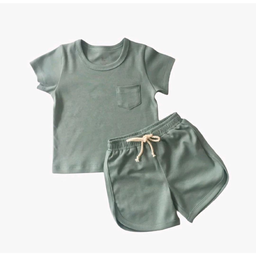 COTTON CUB POCKET TEE + SHORT SET / SETELAN BAYI