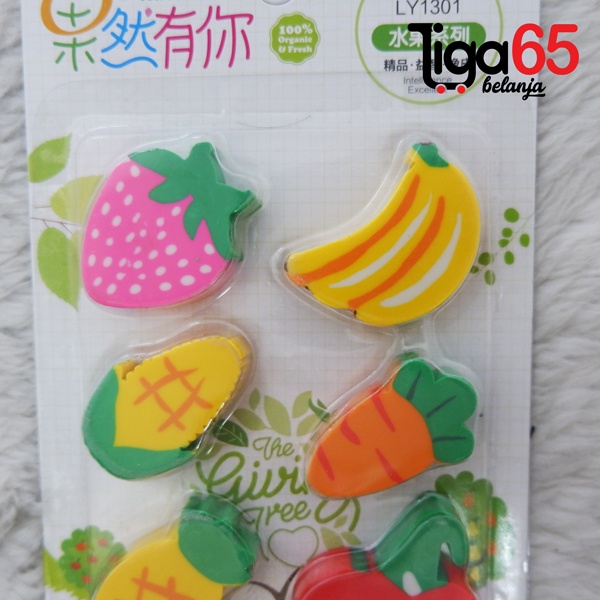 365 Cartoon Eraser #40896 Penghapus Set Fruit Shape Penghapus Kartun Isi 6 pcs