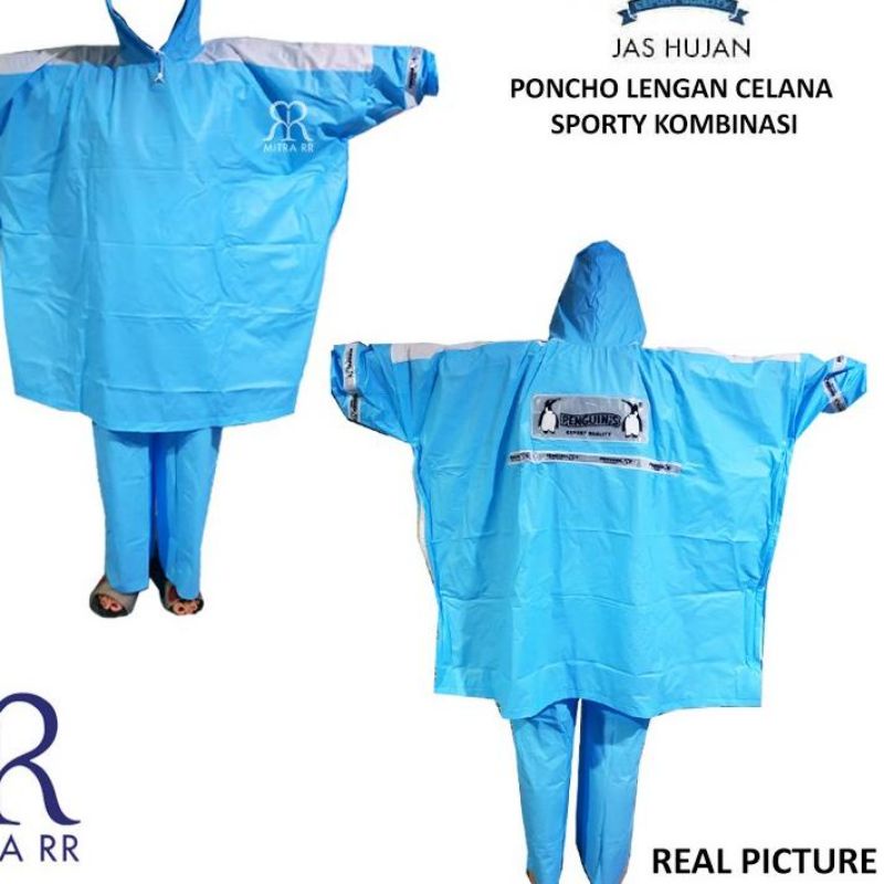 Jas hujan Penguin's Sporty Ponco lengan celana Kombinasi