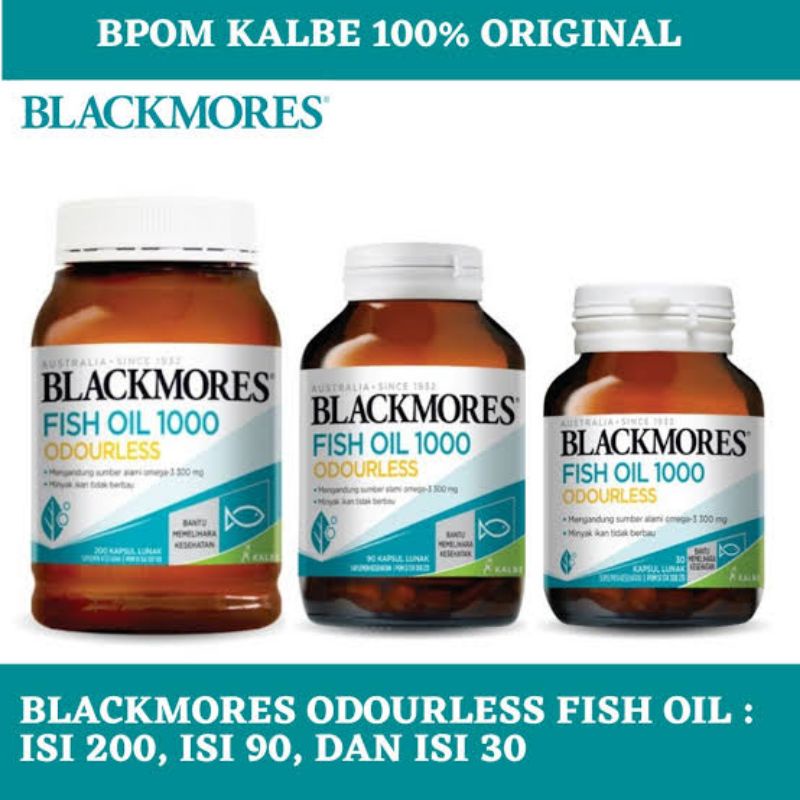 Blackmores Minyak Ikan Odourless Fishoil 1000mg isi 30 / 90 / 200 Tab - KALBE