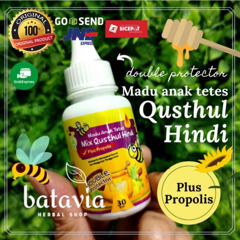 

Madu Anak Tetes Mix Qusthul Hindi Propolis 10in1 Immunitas Anak