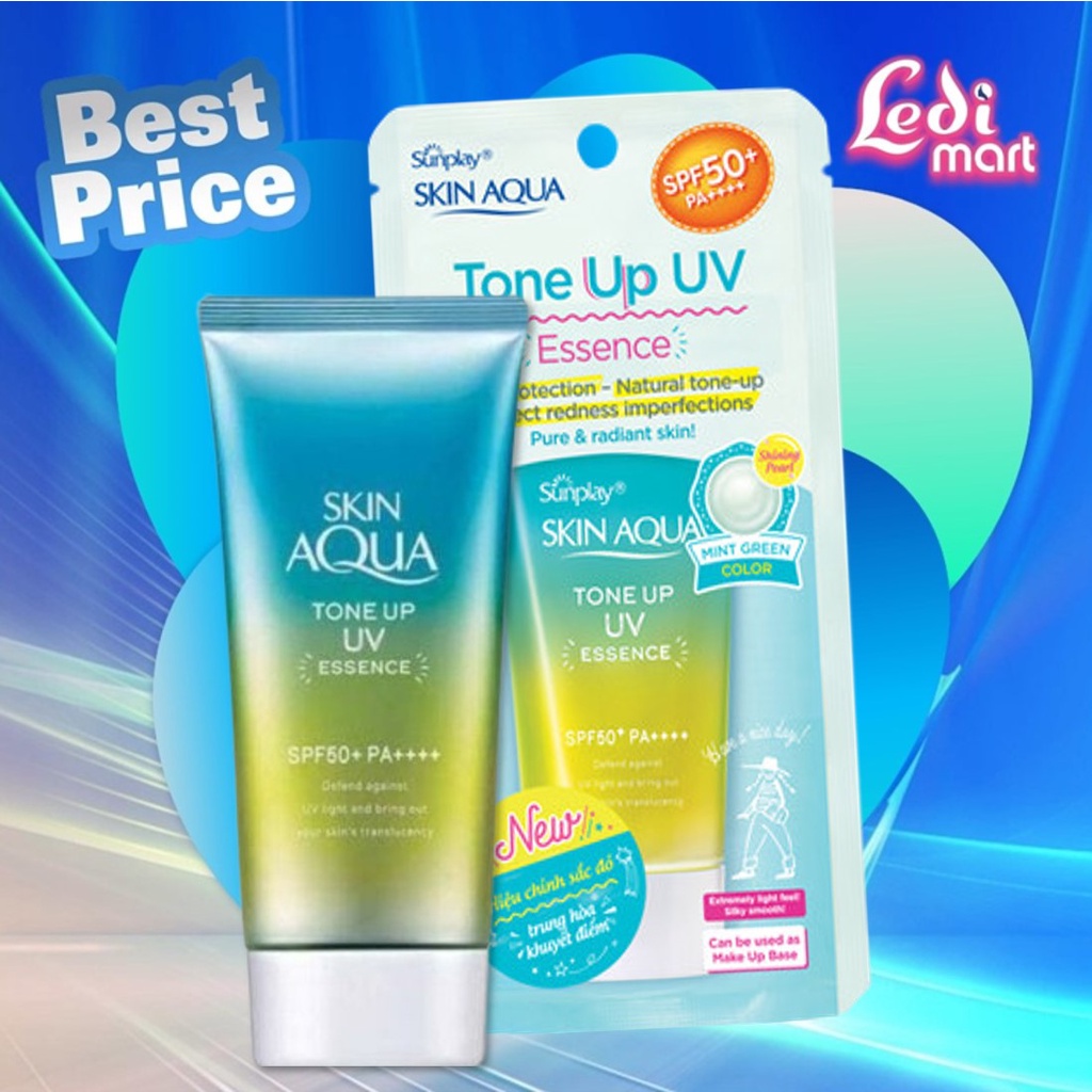 ORIGINAL Skin Aqua Tone Up UV Essence 40gr Series / Sun Screen Wajah / Sunscreen / Sun Block / Tabir Surya / Tone Up Lavender / Tone Up Mint / LEDI MART
